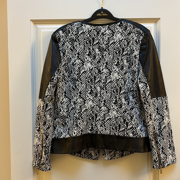 Calvin Klein faux Leather and Snake Print Moto Style Jacket - Picture 9 of 10